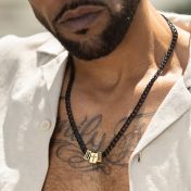 Diamond Cross Dark Cuban Link Chain With Names [18K Gold Plated]