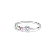 Ties of Heart Diamond Ring with Birthstones [14 Karat White Gold]