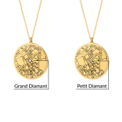 Collier Carte Précieuse Gravée - Plaqué Or 18ct