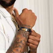 Explorer Leather Men Name Bracelet [Gold Plated]