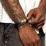 Explorer Leather Men Name Bracelet [Gold Plated]