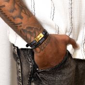 Explorer Leather Men Name Bracelet [Gold Plated]
