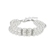 Bracciale Sovrapposto con Duo di Perle e Nome [Argento 925]