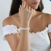 Bracciale Sovrapposto con Duo di Perle e Nome [Argento 925]
