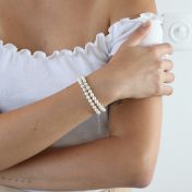 Bracciale Sovrapposto con Duo di Perle e Nome [Argento 925]