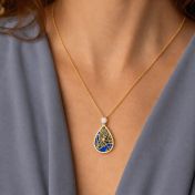 Cherished Spot Aqua Silhouette Map Necklace With 1 Ct Diamond [18K Gold Plated]