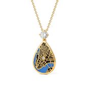 Cherished Spot Aqua Silhouette Map Necklace With 1 Ct Diamond [18K Gold Vermeil]