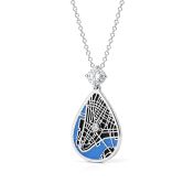 Beliebter Ort Aqua Silhouette Halskette mit Karte und einem 1,0 ct Diamanten [Silber]