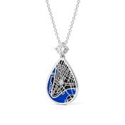 Cherished Spot Aqua Silhouette Map Necklace With 1 Ct Diamond