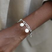 Druppels van Geluk Naam Armband [Paperclip Stijl / Sterling Zilver]