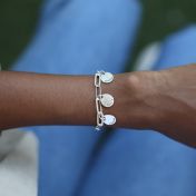 Druppels van Geluk Naam Armband [Paperclip Stijl / Sterling Zilver]