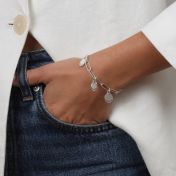 Druppels van Geluk Naam Armband [Paperclip Stijl / Sterling Zilver]