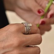 Carina Ring. Baguette Vertical Hammered [Sterling Silver]