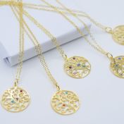 Collar de Piedras de Nacimiento Árbol de la Vida [Bañado en Oro de 18K]