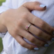 Anillo Carina Piedra de Nacimiento Cuadrada [Plata de Ley]