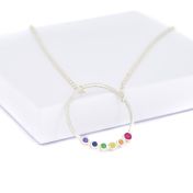 Collar Arcoíris Amor de Padres con Efecto Martillado [Plata de Ley]