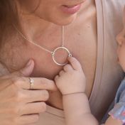 A Mother's Love Birthstone Necklace [Hammered - Sterling Silver]