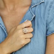 Anillo de Piedras de Nacimiento Nido de Pájaros [Plata de Ley]
