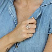 Anillo de Piedras de Nacimiento Nido de Pájaros [Plata de Ley]