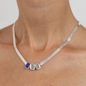 Emily Milanese Name Necklace with Blue Charm [Sterling Silver]