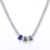 Emily Milanese Name Necklace with Blue Charm [Sterling Silver]