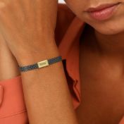 Emma Milanaise Armband mit Gravur und Diamanten [Geschwärztes Silber/ 750er vergoldet]