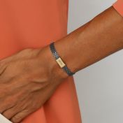 Emma Milanaise Armband mit Gravur und Diamanten [Geschwärztes Silber/ 750er vergoldet]