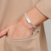 Milanese Chain Name Bracelet with Diamond [Silver]