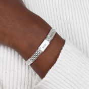 Milanese Chain Name Bracelet with Diamond [Silver]