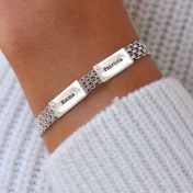 Milanese Chain Name Bracelet with Diamond [Silver]