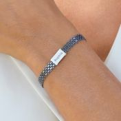 Milanese Chain Name Bracelet [Dark Sterling Silver]