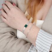 Milanese Chain Malachite Bracelet [Sterling Silver]