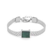 Milanese Chain Malachite Bracelet [Sterling Silver]
