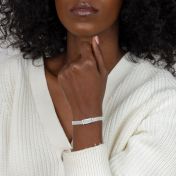 Milanese Chain Name Bracelet with Crystals [Sterling Silver]