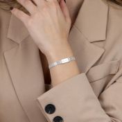 Milanese Chain Name Bracelet with Crystals [Sterling Silver]