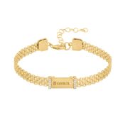 Milanaise Armband mit Gravur und Kristallen [750er Gold Vermeil]