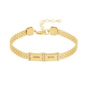 Milanaise Armband mit Gravur und Kristallen [750er Gold Vermeil]
