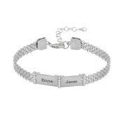 Milanese Chain Name Bracelet with Crystals [Sterling Silver]