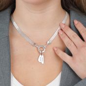 Emma Circle Milanese Chain Necklace [Sterling Silver] - with Name Charms
