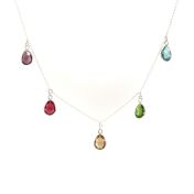 Enchanted Rain Necklace Horizontal - 5 Stones [Sterling Silver]