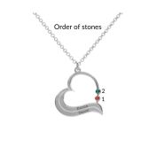 Resilient Heart Name and Birthstone Necklace [Sterling Silver]