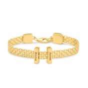 Verzaubertes Milanaise Armband mit Gravur - Balken Charm [750er Gold Vermeil]