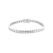 Mia Tennis Hexagon Initials Bracelet with Diamonds [Sterling Silver]