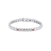 Mia Tennis Cube Initials Bracelet with Gemstones [Sterling Silver]