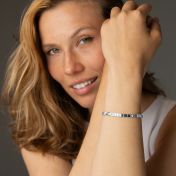 Mia Tennis Square Engraved Bracelet with Diamonds [Sterling Silver]