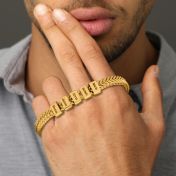 Gegraveerde Gevlochten Ketting Armband Voor Mannen [18K Goud Verguld]
