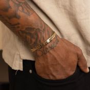 Gegraveerde Gevlochten Ketting Armband Voor Mannen [18K Goud Verguld]
