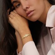 Milanaise Armband mit Gravur - Kreis Charm [750er vergoldet]