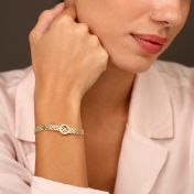 Milanaise Armband mit Gravur - Kreis Charm [750er vergoldet]