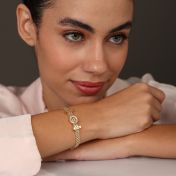 Milanaise Armband mit Gravur - Kreis Charm [750er vergoldet]